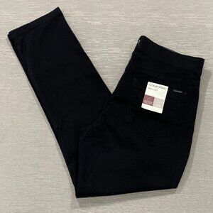 Calvin Klein Chino Pants Mens 32 x 30 Black Slim Fit Straight Flex Waist Cotton